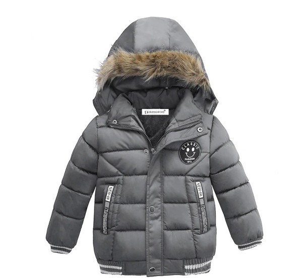 Jungen-Winterjacke mit Fell J2530 grau 3