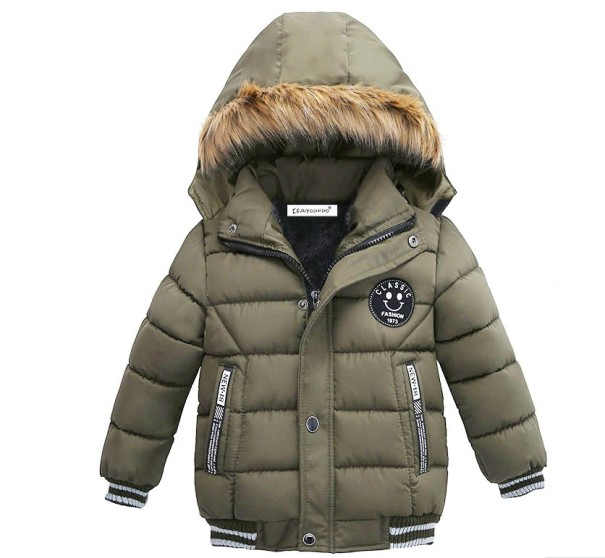 Jungen-Winterjacke mit Fell J2530 grün 4