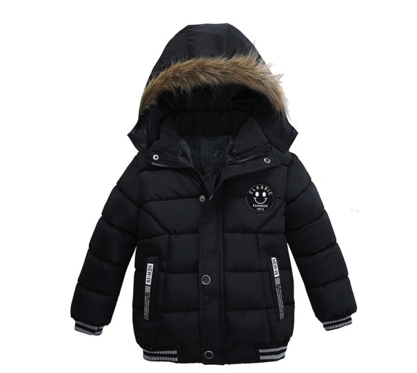 Jungen-Winterjacke mit Fell J2530 schwarz 5
