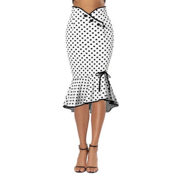 Jupe à pois pour femme avec volants M
