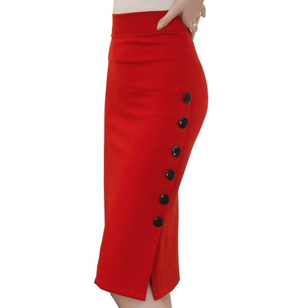 Jupe crayon femme avec boutons A1150 rouge XXL