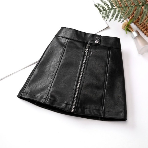 Jupe en cuir pour fille L1064 noir 12