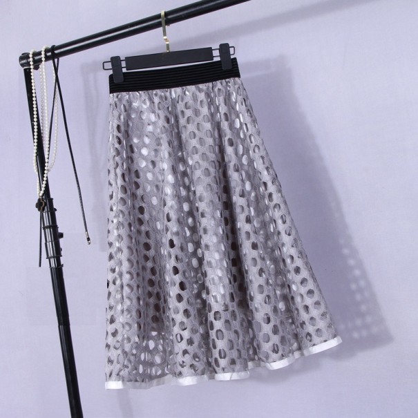 Jupe en dentelle pour femme avec jupon gris