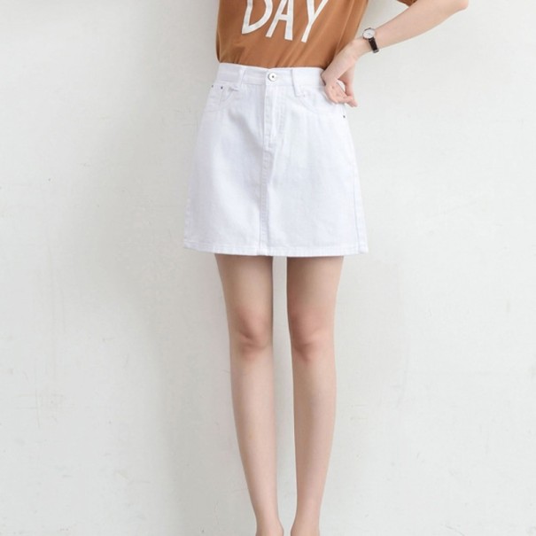 Jupe en jean pour femmes blanc XS
