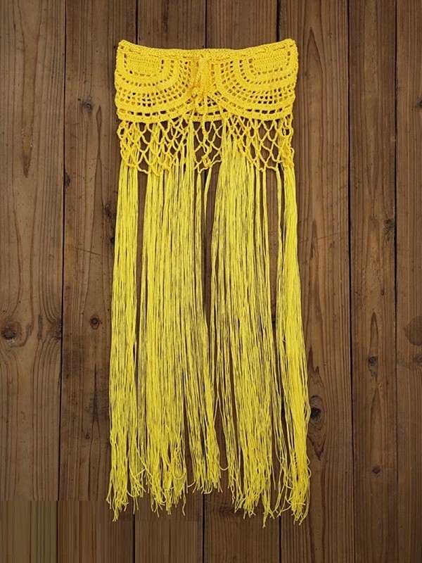 Jupe en tricot pour femmes P1138 jaune