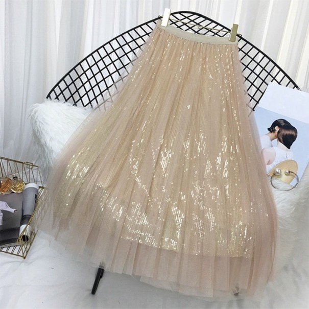 Jupe en tulle brillante pour femmes beige