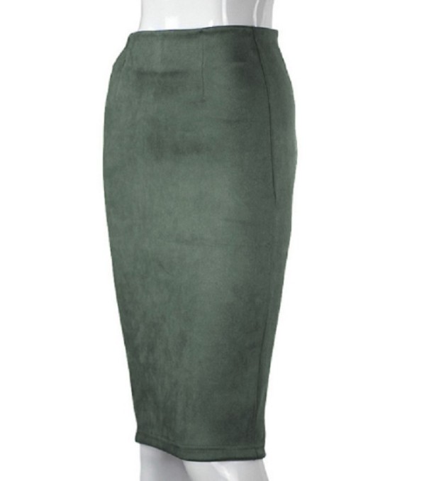 Jupe étroite pour femme avec fente à l'arrière J3107 vert armée L