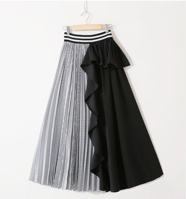Jupe femme bicolore avec volants noir