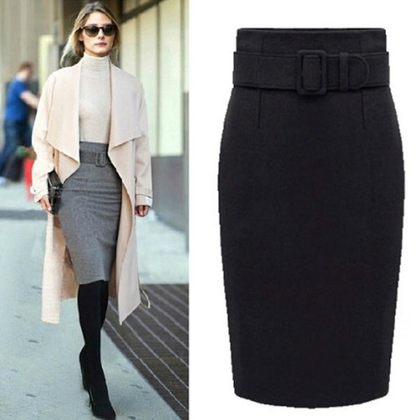 Jupe fourreau femme avec ceinture noir S