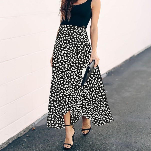 Jupe longue femme à motif A1124 noir M