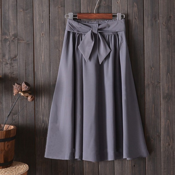 Jupe longue femme avec nœud gris