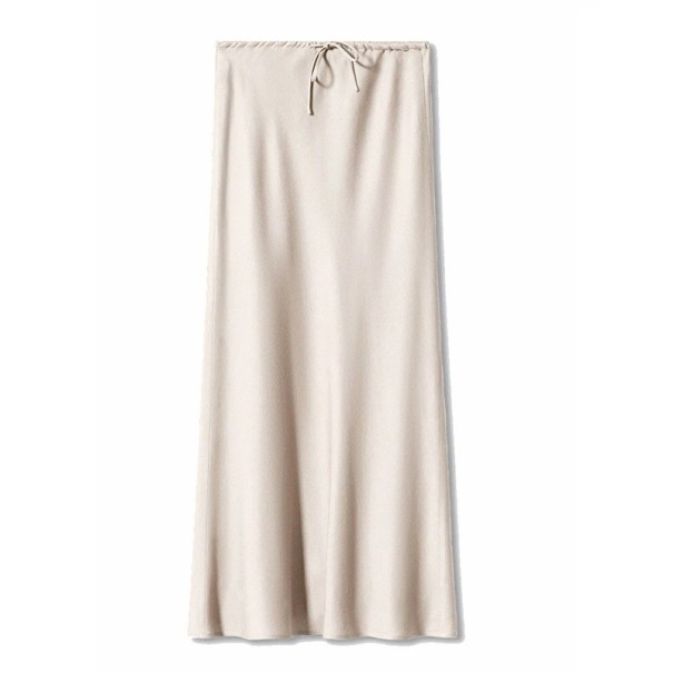 Jupe maxi en satin longue pour femmes Jupe élégante brillante droite à la taille Jupe de soirée lisse pour bal mariage événement blanc S