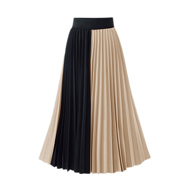 Jupe midi plissée pour femmes A1939 beige