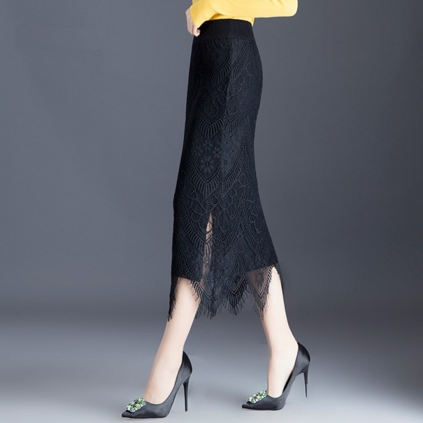 Jupe midi tricotée pour femmes noir