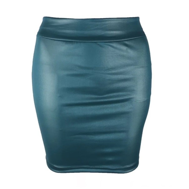 Jupe mini en PU cuir brillant pour femmes Taille haute Coupe ajustée Look sexy Tenue de soirée élégante Jupe stylée pour les fêtes et les clubs vert M