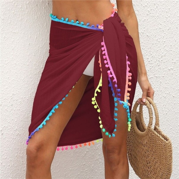 Jupe mini enroulée pour femmes P681 bordeaux