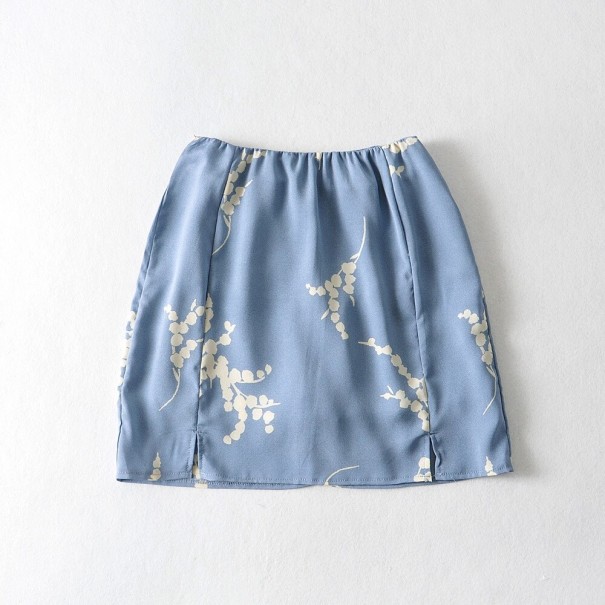 Jupe mini femme à fleurs bleu clair XS
