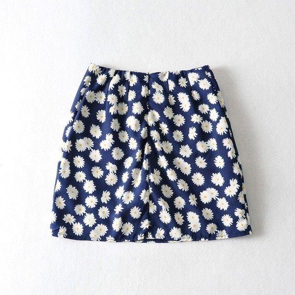 Jupe mini femme à fleurs bleu foncé M