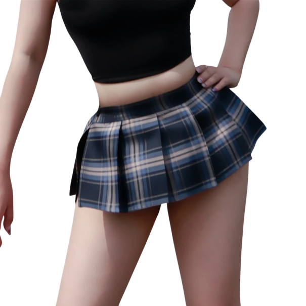 Jupe mini plissée vintage à carreaux sexy style scolaire japonais coupe évasée tissu léger cosplay vêtements rétro noir