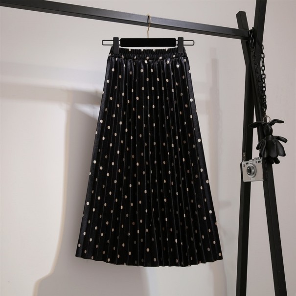 Jupe plissée pour femmes à pois noir XS