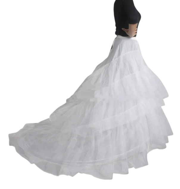 Jupe sous-vêtements en tulle blanc à volants longs pour femmes, jupe volumineuse à couches sous les robes de mariée et de bal 1