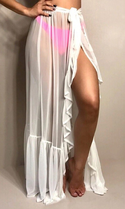 Jupe transparente pour femme P354 blanc