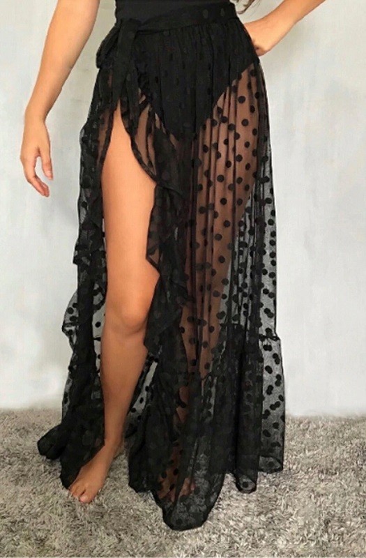 Jupe transparente pour femme P355 noir