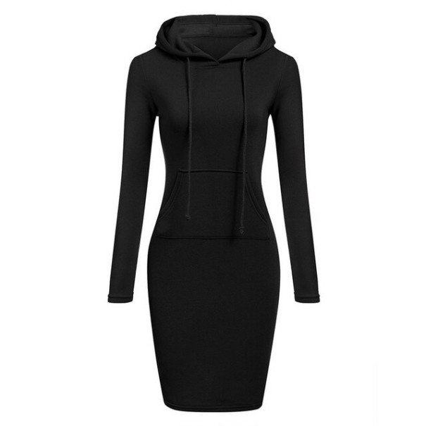 Jurk met capuchon zwart S