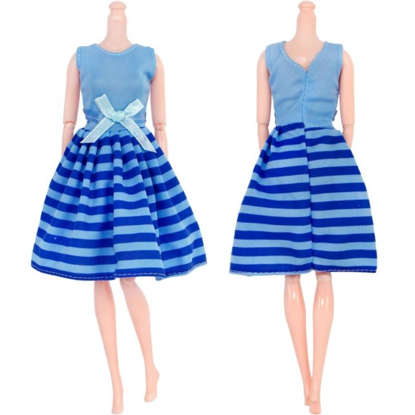 Jurk voor Barbie met strik blauw