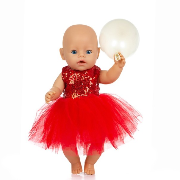 Jurk voor een pop met pailletten rood
