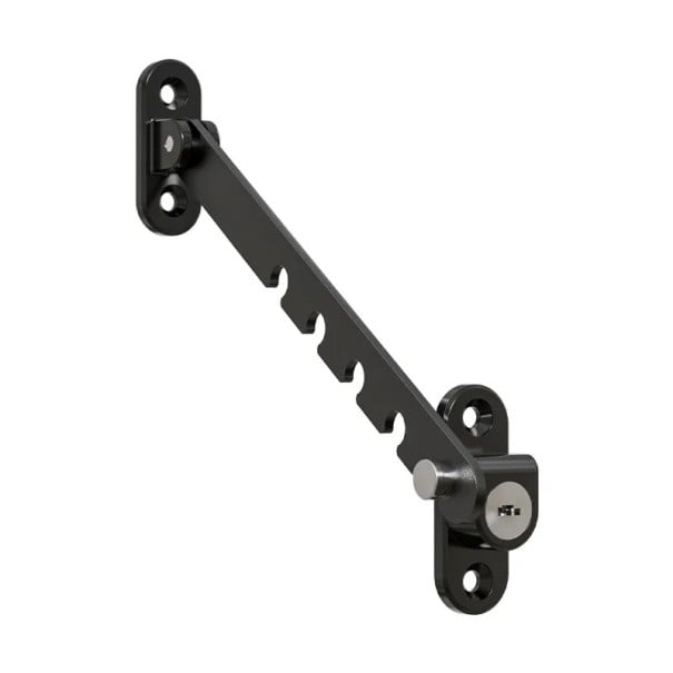 Justerbar vindues- og dørstopper skydelås 6,35 x 1,8 x 2,9 cm stål sikkerhedssikring til indendørs og udendørs brug sort