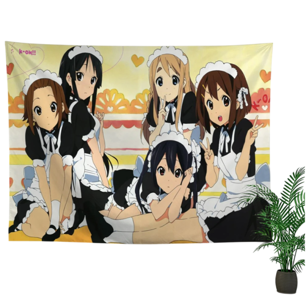 K-ON! Faligobelín 100 x 150 cm Anime fali dekoráció Szobai textil poszter Lakberendezési kiegészítők Mosógépben mosható Kézi mosás Textil díszítés 1