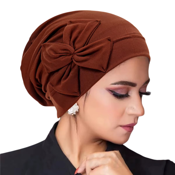 Käärittävä muslimi sisähidžab, päänympärys 58 cm, turbanihuivi, koko vuoden yksinkertainen hidžab naisille ja tytöille ruskea