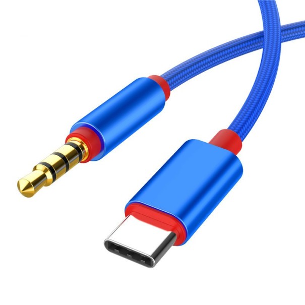 Kabel audio łączący gniazdo USB-C / 3,5 mm K64 niebieski