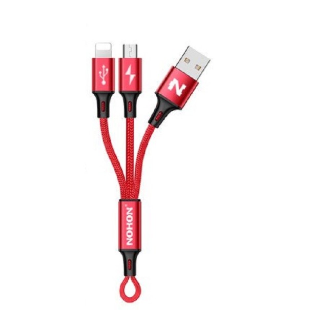 Kabel do ładowania USB dla Micro USB / Lightning K455 czerwony