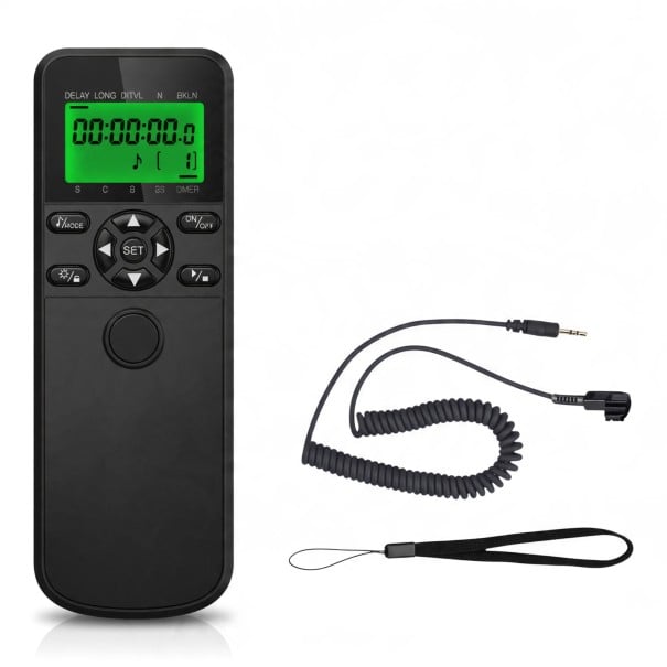 Kabel fjernbetjening med timer AODELAN TRS-1 S6 til Sony 15,5 x 4 x 2 cm Baggrundsbelyst skærm Sort Til timelapse og eksponering 1