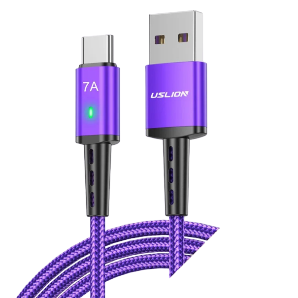 Kabel szybkiego ładowania USB-C 7 A 1 m fioletowy