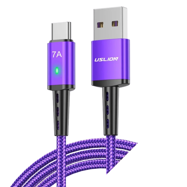 Kabel szybkiego ładowania USB-C 7 A 30 cm fioletowy