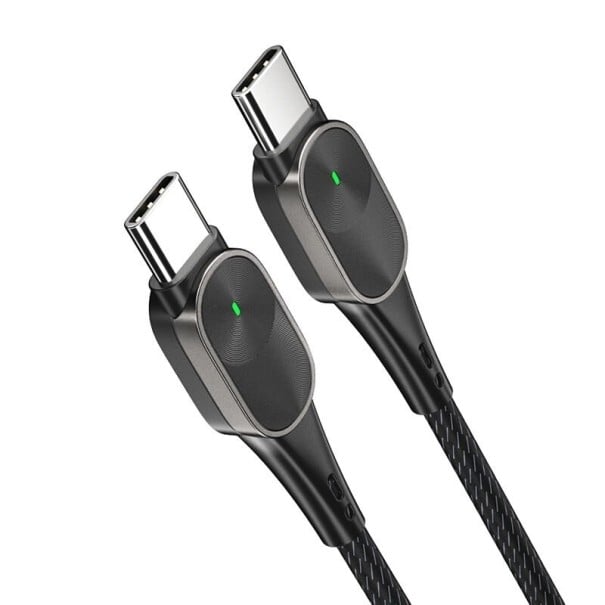 Kabel USB-C auf USB-C zum Laden und zur Datenübertragung Strom bis zu 3 A Geschwindigkeit 480 Mbps Nylonummanteltes Kabel Aluminiumstecker schwarz 1 m