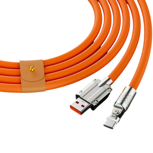 Kabel USB C do szybkiego ładowania 120 W 6 A 1,5 m Kabel USB typu C i A do transmisji danych Szybkie ładowanie telefonu komórkowego Przesyłanie danych pomarańczowy