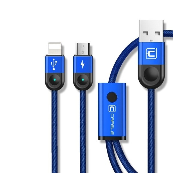 Kabel USB do Lightning / Micro USB do transmisji danych niebieski