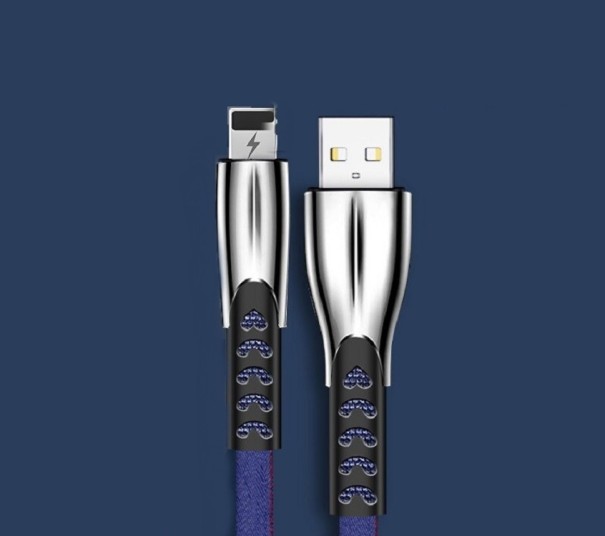 Kabel USB do Micro USB / USB-C / Lightning K577 niebieski 2