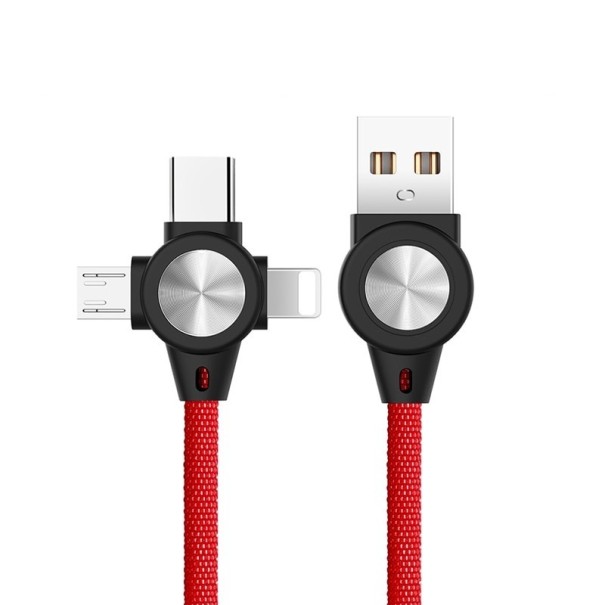 Kabel USB do transmisji danych 3w1 czerwony