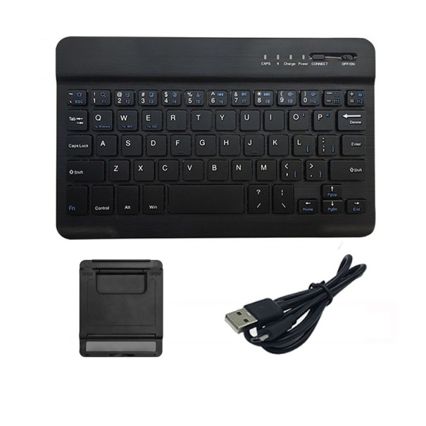 Kabellose Bluetooth-Tastatur mit Ständer schwarz 2