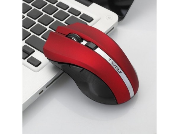 Kabellose, leise Maus mit 1800 DPI rot