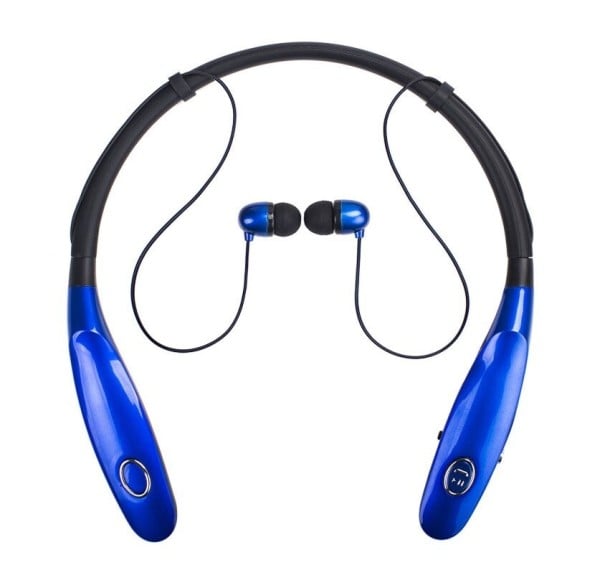 Kabellose Nacken-Kopfhörer mit In-Ear-Ohrstöpseln Bluetooth 5.0 Frequenzbereich 20 Hz bis 20 kHz Material TPU Abmessungen 17,8 x 16 cm blau