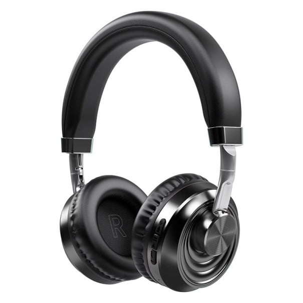 Kabellose Over-Ear-Kopfhörer mit gepolsterten Ohrpolstern Bluetooth 5.0 Akkulaufzeit bis zu 12 Stunden Slot für Micro SD-Karte Audiokabel schwarz