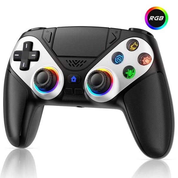 Kabelloser Gaming-Controller für PS5/PC RGB-Hintergrundbeleuchtung Vibrationsfunktion programmierbare Tasten 3,5 mm Anschluss schwarz