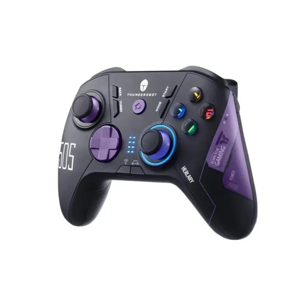 Kabelloser Gaming-Controller in Blau-Violett für PS5/PC mit Hall-Effekt RGB-Beleuchtung 1000 Hz programmierbaren Tasten schwarz