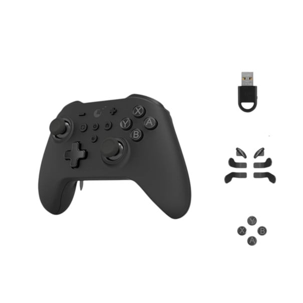 Kabelloser Gaming-Controller mit Hall-Joysticks und Triggern, 2,4 GHz Adapter und hinteren Tasten für Windows, Switch, Android und iOS schwarz